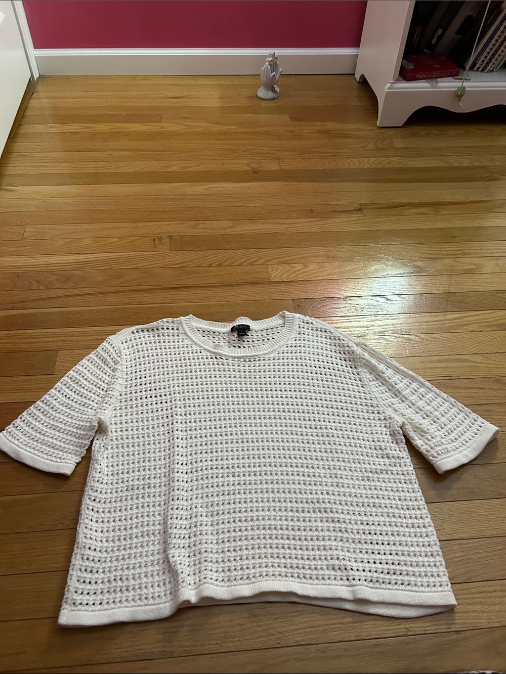 Ann Taylor Factory White Open Crochet Knit Top